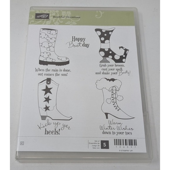 Stampin Up BOOTIFUL OCCASIONS 5 Stamps‎ Cowboy Boots Shoes Birthday Cute VTG - Picture 1 of 5